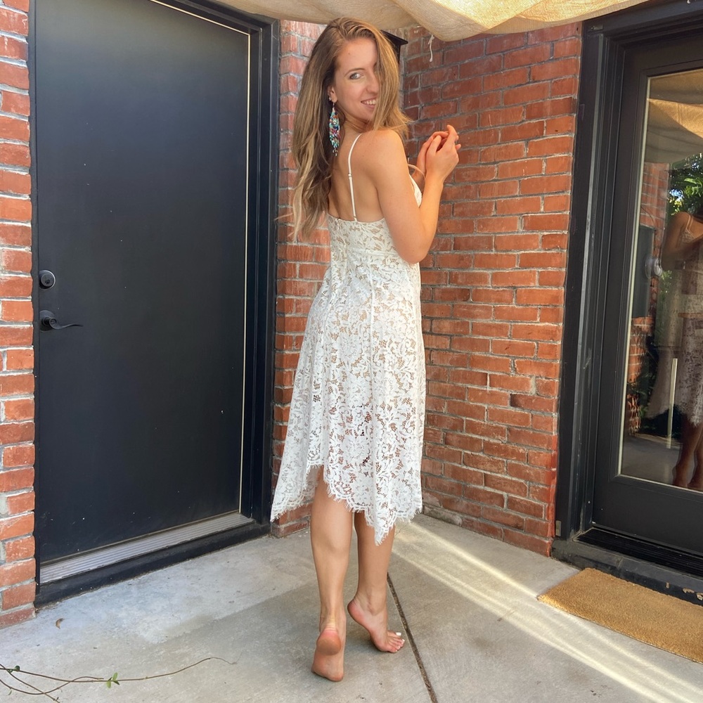 White Lace Midi Wedding Dress ๐ฟ M - Picture 2 of 7